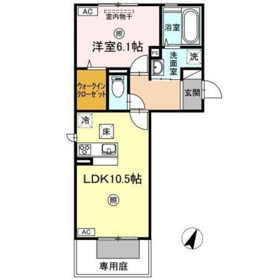 ガーデン五反田(1LDK/1階)の間取り写真