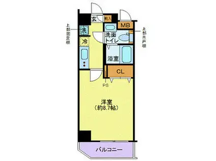 ディアレイシャス木場公園(1K/3階)の間取り写真