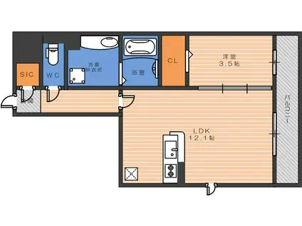 グランジュテ(1LDK/2階)の間取り写真