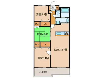 ロイヤルクレスト上島(3LDK/5階)の間取り写真