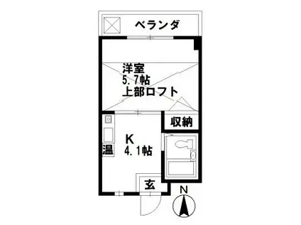 プルミィエ・シンワ(1K/4階)の間取り写真