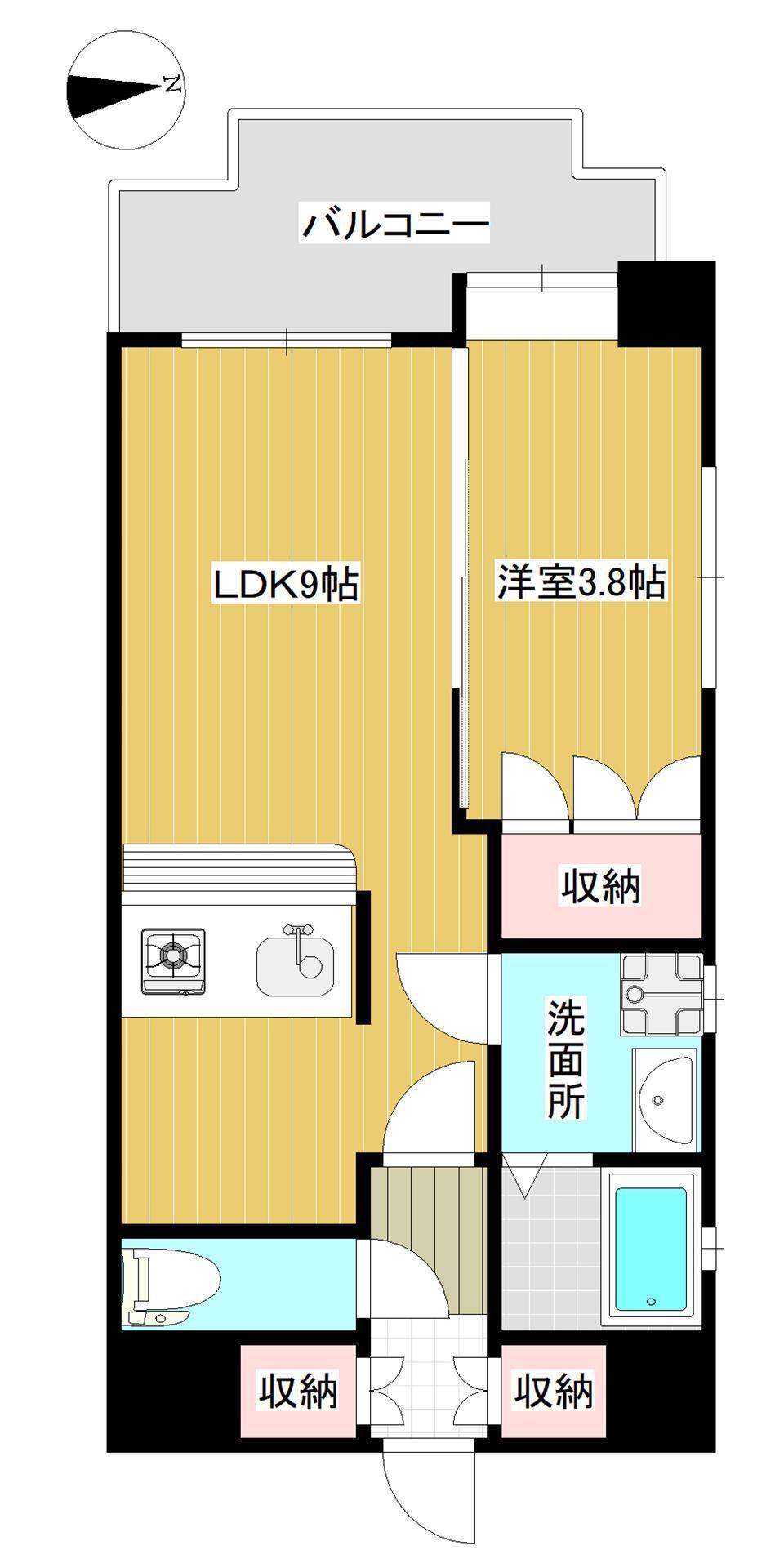 みついビル(1LDK/4階)の間取り写真