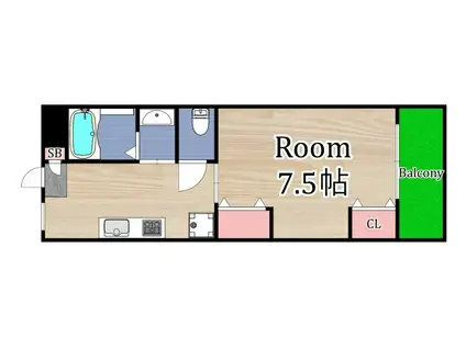 京阪本線 関目駅 徒歩1分 5階建 築37年(1K/5階)の間取り写真