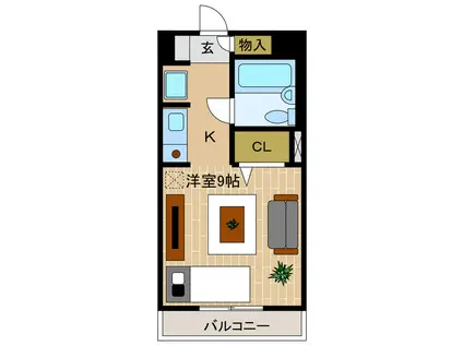 ヴィラージュ ミュゲ(1K/3階)の間取り写真