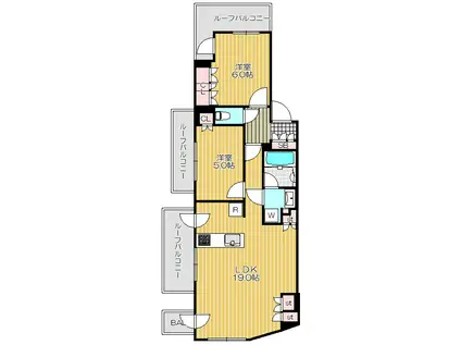 オープンレジデンシア品川中延ステーションフロント(2LDK/6階)の間取り写真