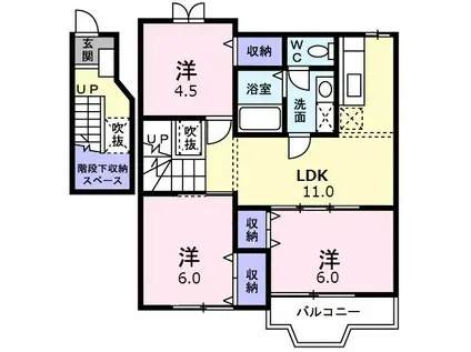 本今ガーデンスクエア-B(3LDK/2階)の間取り写真