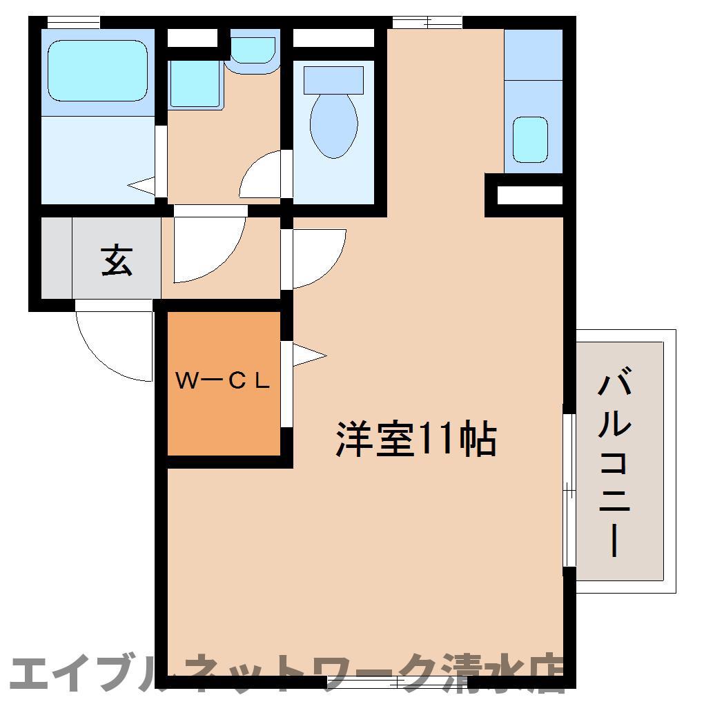コンフォールII(ワンルーム/2階)の間取り写真