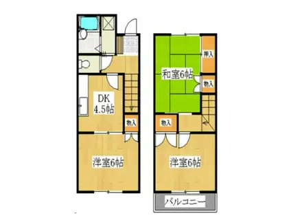 グリーンヒルズSHINODA B棟(3K/1階)の間取り写真