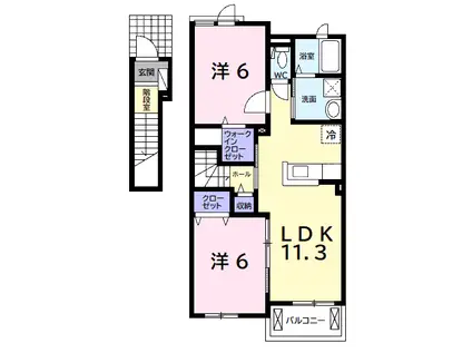 コンセェクアット B(2LDK/2階)の間取り写真