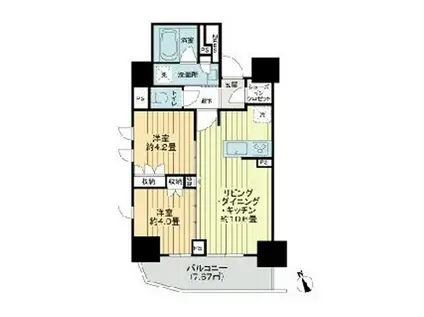 ライオンズ早稲田ミレス(2DK/12階)の間取り写真