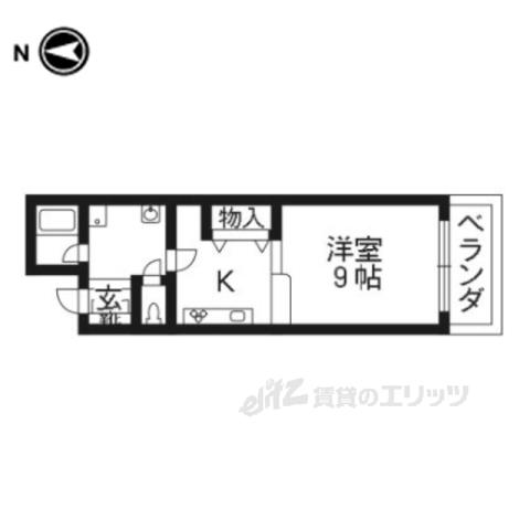 ハピネス渚(1K/3階)の間取り写真
