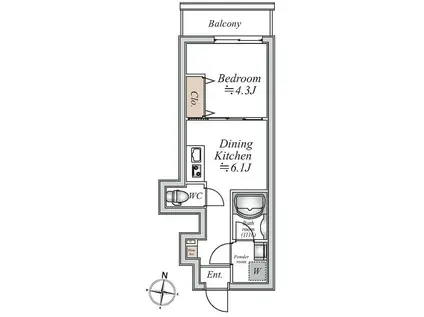 グランカーサ大島(1DK/7階)の間取り写真