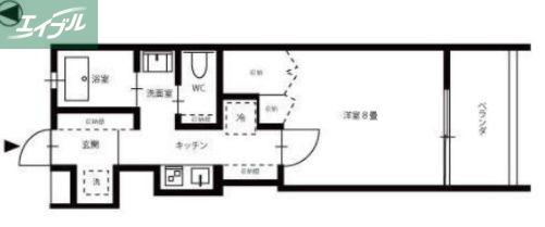 クレル西川原 S棟(1K/1階)の間取り写真