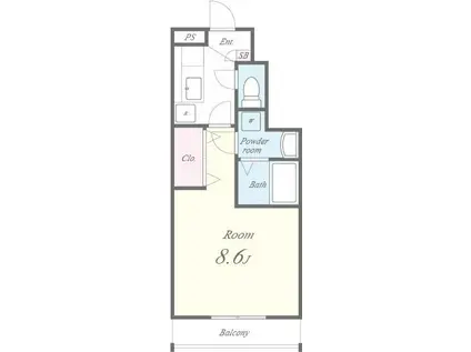 ドリーム浜(1K/1階)の間取り写真