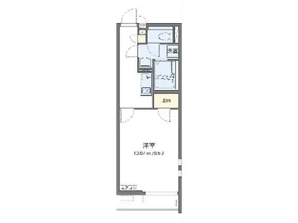 クレイノチガヤ(1K/3階)の間取り写真