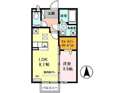 グランディールII(1LDK/1階)の間取り写真