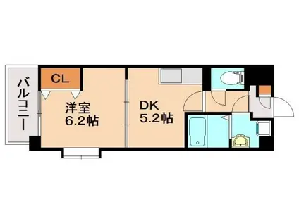 サンセール・クミ(1DK/2階)の間取り写真