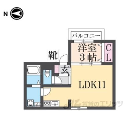 LALAくずは(1LDK/2階)の間取り写真