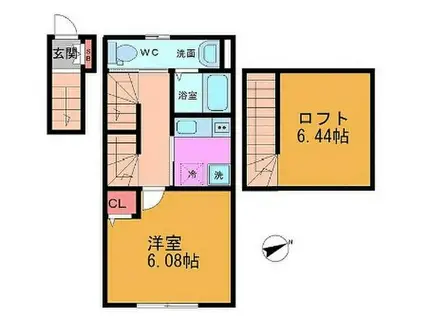 ラ・ルーチェ平井(1K/2階)の間取り写真