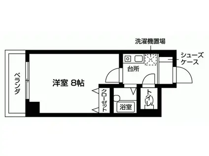 ジュネス二条(1K/2階)の間取り写真