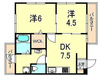 メゾン ド レグルス(2DK/1階)の間取り写真