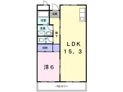 ノースヒルズ(1LDK/3階)の間取り写真