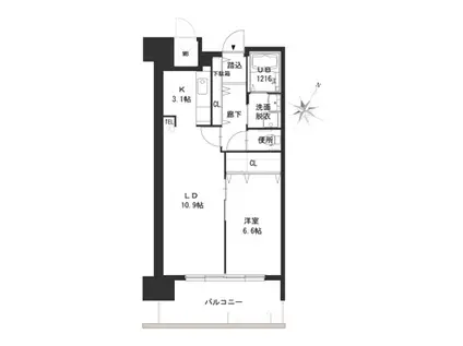 クラシオン荒江1棟(1LDK/4階)の間取り写真
