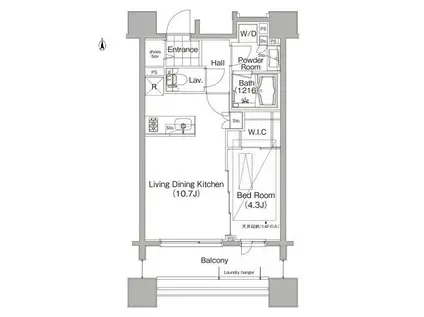 コンフォリア笹塚(1LDK/12階)の間取り写真