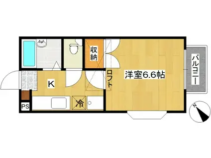 ウィングハイツ堤町(1K/2階)の間取り写真