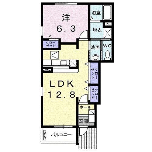 パレ ドールB(1LDK/1階)の間取り写真