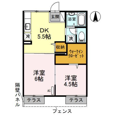 ハイツミニョン(2DK/1階)の間取り写真