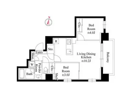 グランパセオ押上(2LDK/3階)の間取り写真