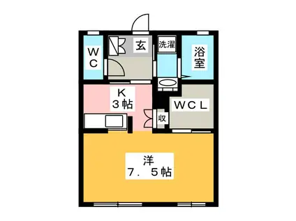 アフロディーナ(ワンルーム/1階)の間取り写真