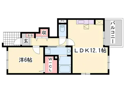 アルマーセン(1LDK/1階)の間取り写真