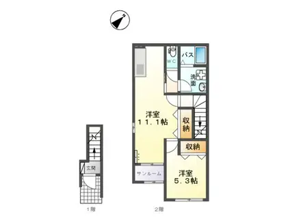 リーベラ(1LDK/2階)の間取り写真