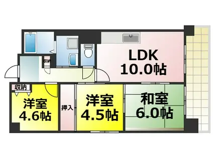 メゾンドーム三軒家(3LDK/7階)の間取り写真