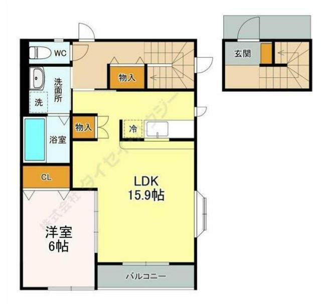 ボナール宮城野(1LDK/2階)の間取り写真