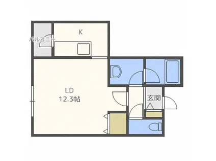 LEE SPACE 平岸B(1K/1階)の間取り写真