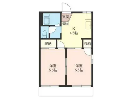 アーバンコーポ長岡(2DK/2階)の間取り写真