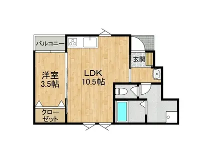 スールソレイユうずら野(1LDK/1階)の間取り写真