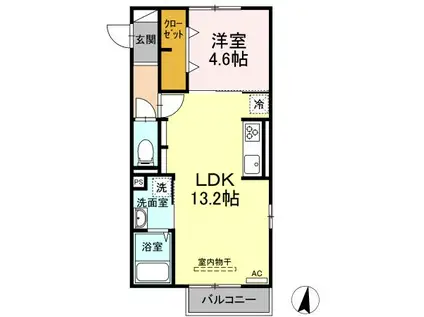 グランドゥ ヴァンベール(1LDK/2階)の間取り写真