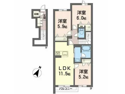 グラティテュードT(3LDK/2階)の間取り写真