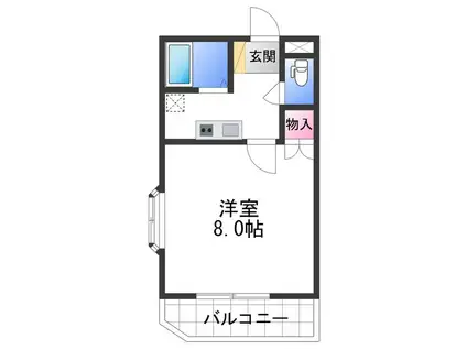 シャルマンフジ中之島壱番館(1K/2階)の間取り写真