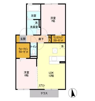 ドルトン(2LDK/1階)の間取り写真