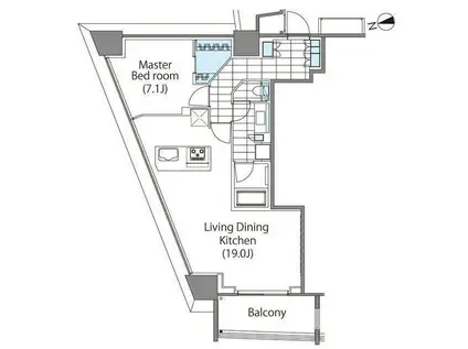 コンフォリア新宿イーストサイドタワー(1LDK/3階)の間取り写真