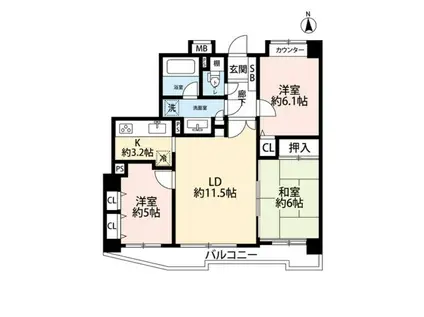 ダイアパレス玉川学園II(3LDK/3階)の間取り写真
