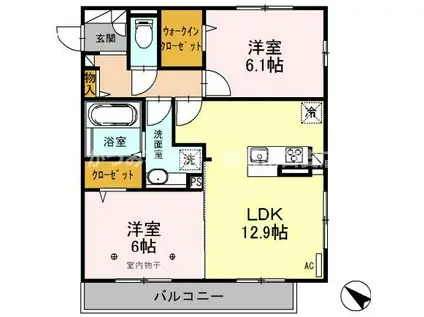 東武東上線 朝霞駅 徒歩24分 3階建 築8年(2LDK/2階)の間取り写真