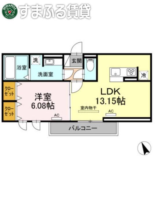 グランディール緑丘(1LDK/2階)の間取り写真