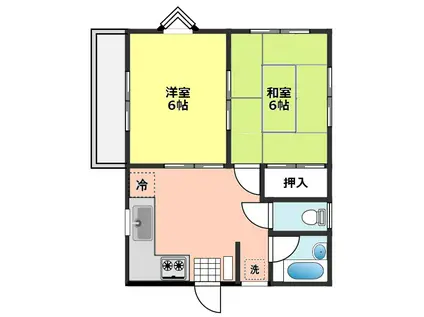 ファンクショナルコーポラス(2DK/2階)の間取り写真
