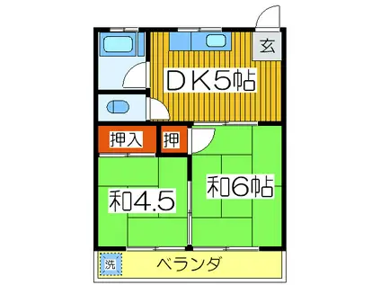 ハイツ誠(2DK/2階)の間取り写真